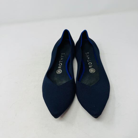 Rothy’s Navy Blue Pointed Toe Flats W9 Knit Sustainable Washable Lightweight - Picture 4 of 12
